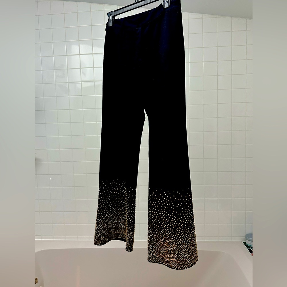 Maxon Black Wide-Leg Pants with Gold Details